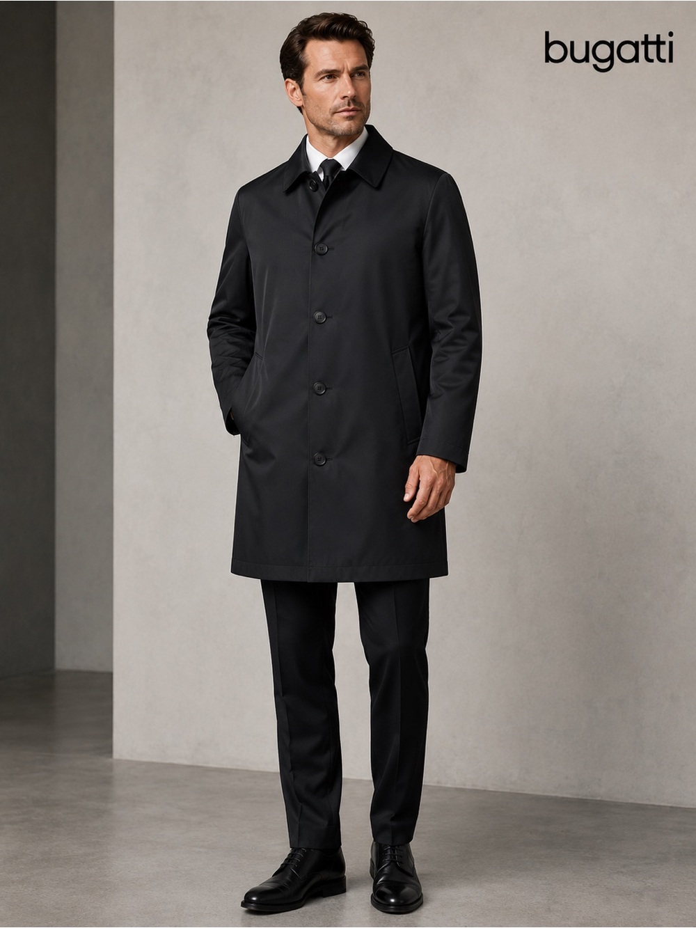 Bugatti Vintage Dark Navy Men’s Raincoat Coat Jacket Size L Classic